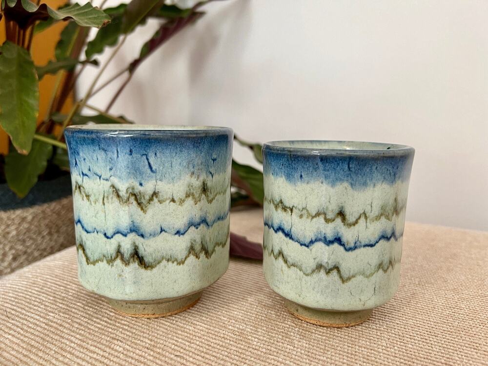 Handmade Studio Pottery Mugs, Vintage Tea/Coffee Cups, Mid Century Barware Retro